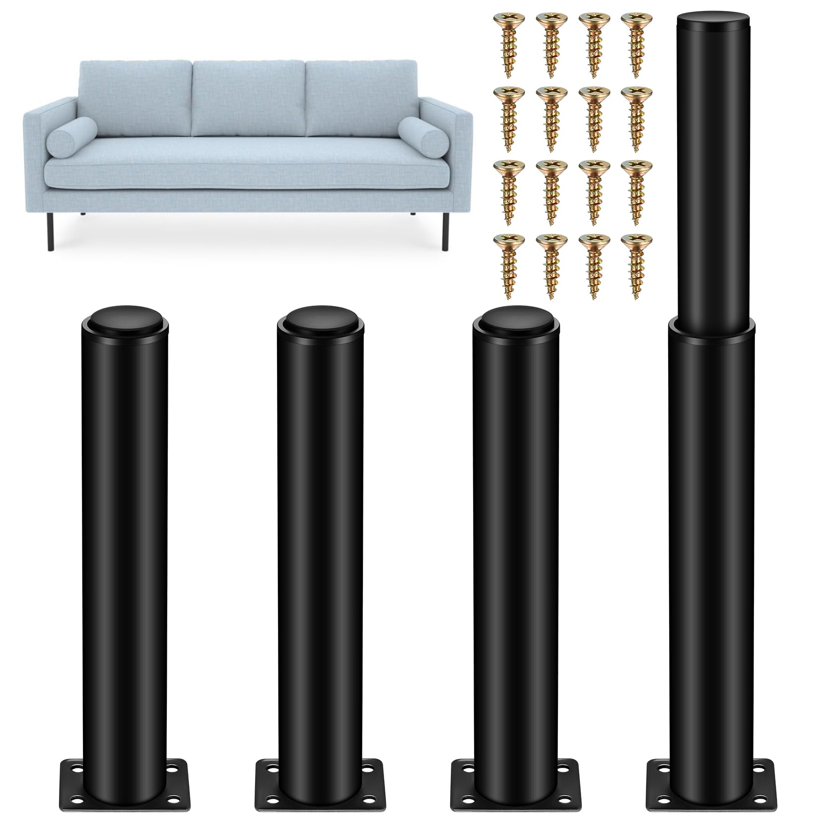 Jttxiu 4 Pcs Adjustable Furniture Legs, Metal Kitchen Sofa Cabinet Table Legs Feet, Heavy Duty Replacement Support Feet Legs for Kitchen Sofa Table Chair Desk Cupboar (25-42cm)