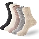 PADFOM Women Thin Cashmere Socks, Soft Socks Women Above Crew Socks 5 Pairs Size 5-9