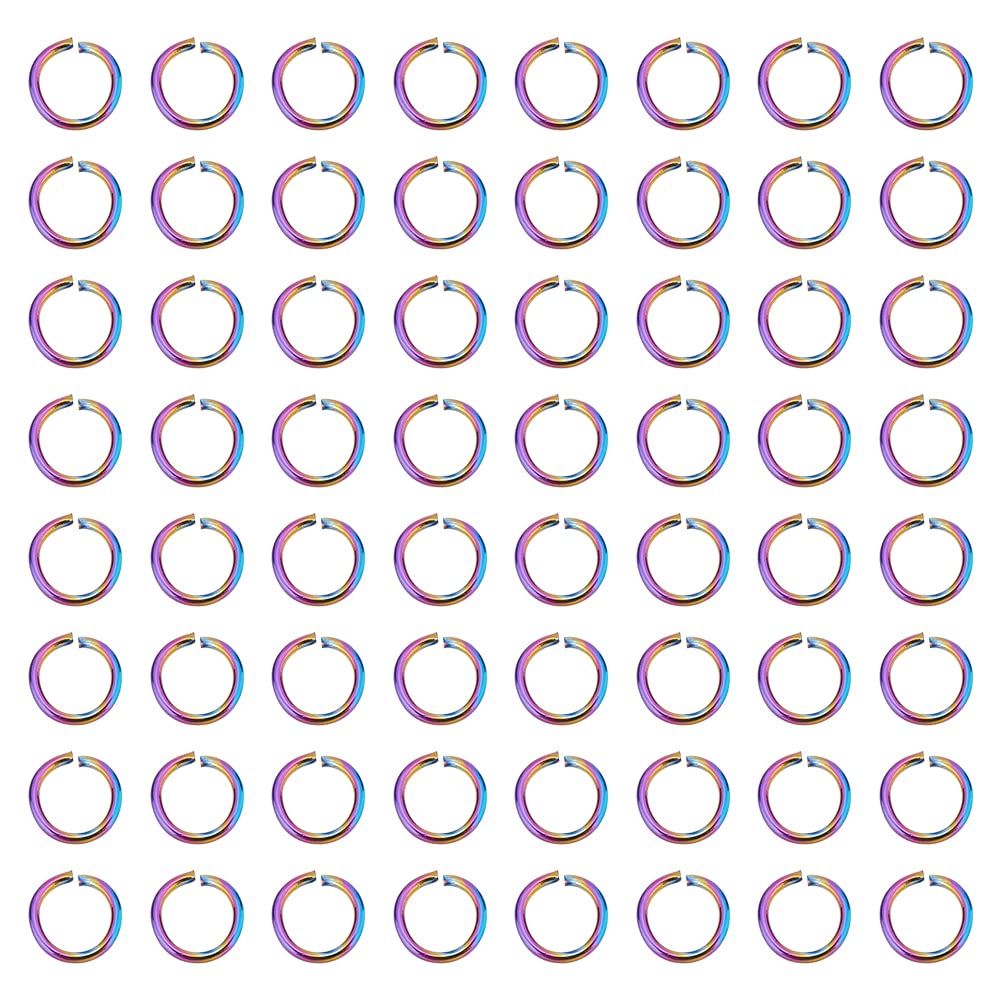 UNICRAFTALE 100Pcs 6mm Rainbow Stainless Steel Open Jump Rings Round Ring 18 Gauge Open Connetor Rings Metal Rings for Bracelet Necklace Jewlery Making
