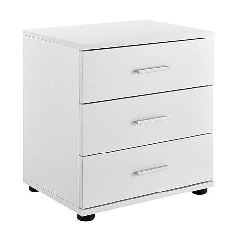 En Casa Bedside Table With Drawers Melamine Chipboard White