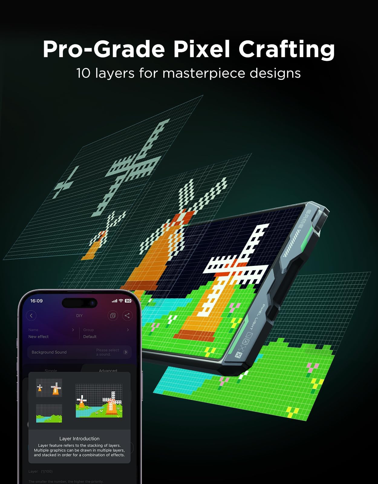 Govee x PAC-MAN Gaming Pixel Light, RGBIC LED Panel with Real-time Info Display, 150+ Scene Modes & DIY Options, Smart Pixel Lights (Wi-Fi Only), Works with Alexa, Game Room Decor, 52x32 Pixels