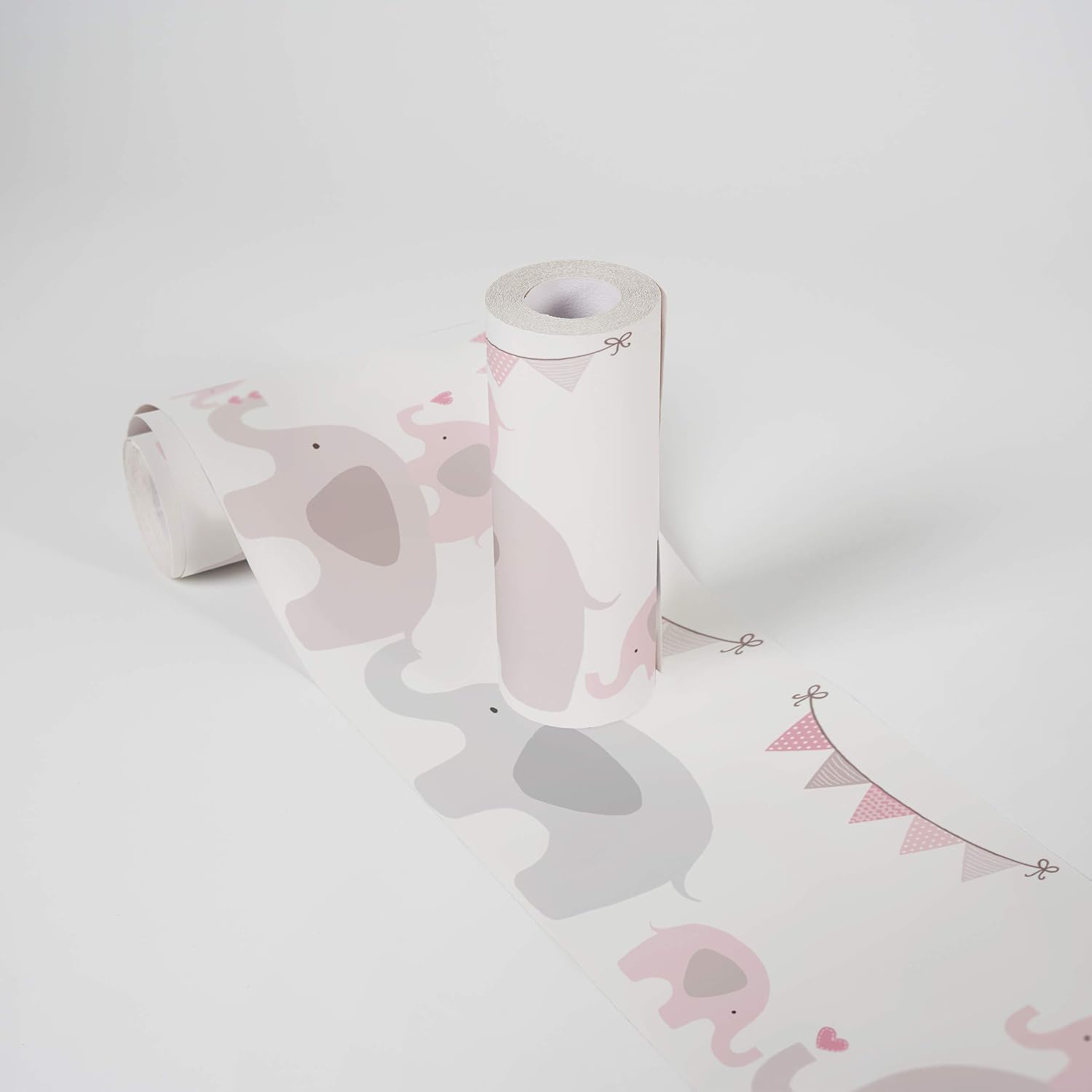 Lovely Kids Wallpaper Borders Self-Adhesive Elephant Party A.S. Création Wallpaper Borders for Kids 5.00 m x 0.155 m Pink Grey White Made in Germany 403749 403749