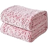 FY FIBER HOUSE Pink Throw Blanket Leopard Print Blanket Valentines Day Blanket Gifts for Women Lover Girls Flannel Fleece Cheetah Print Cute Plush Throw for Couch, 50"X60"
