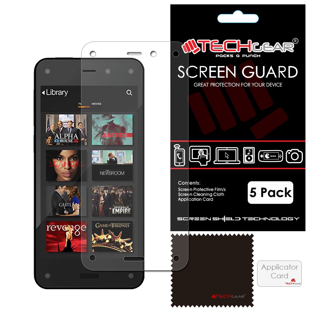 TECHGEAR Premium Clear LCD Screen Protector for Amazon Fire Phone (Pack of 5)