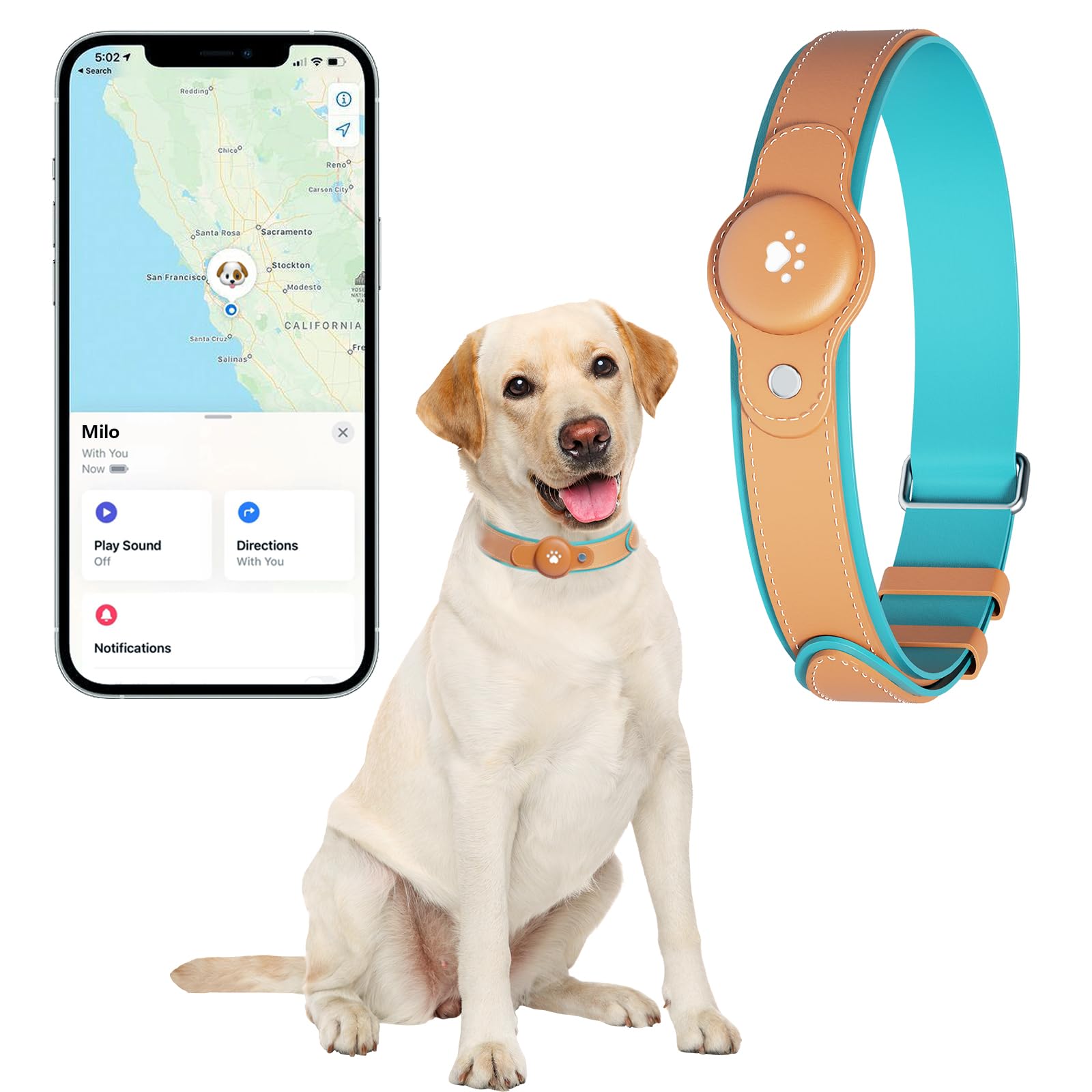 Photo 1 of 2-in-1 GPS Tracker for Dogs: Smart Pet Collar with Real-Time Tracking,No Monthly Fee/Subscription (iOS Only) Waterproof, Anti-Lost,365-Day Long Battery Life GPS Tracker Dog Collar(Tracker Included)