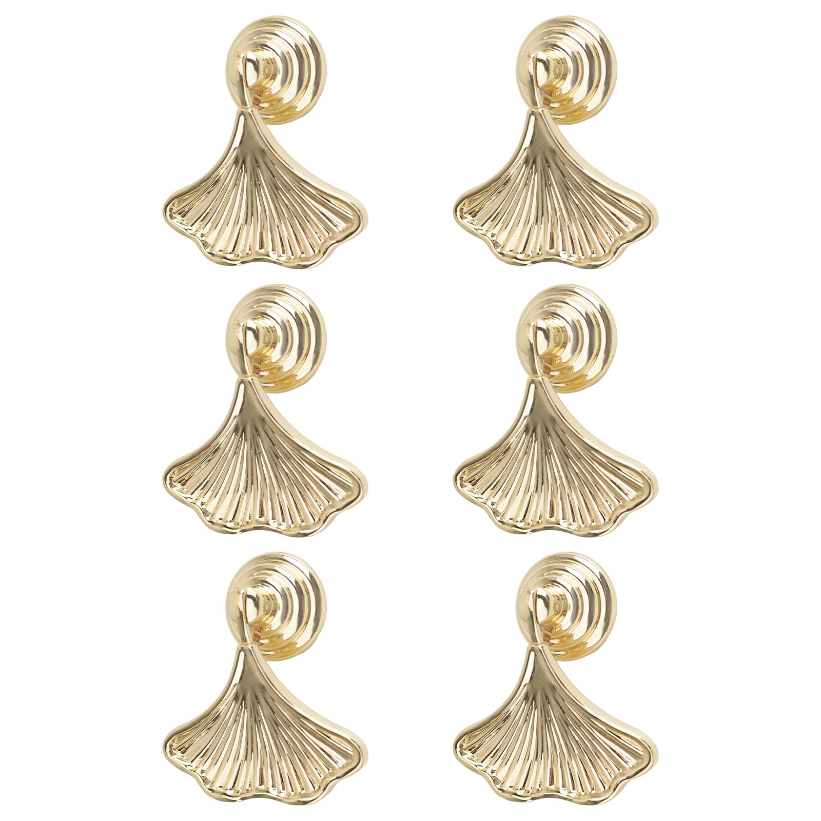 MOROBOR Ginkgo Leaf Shape Cabinet Knobs, 6pcs Decorative Golden Drawer Pull Handle With Single Hole for Dresser Wardrobe Cupboard — image 1