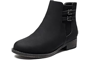 Veittes Women's Ankle Boots, Soft Design Chunky Heel Fashion Short Slip On Zipper Boots.