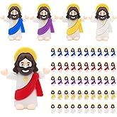 Yelakey 50 Pcs Little Tiny Jesus Mini Jesus Figurines in Bulk Original Design to Hide and Seek Religious Party Favors Baptism Gift for Easter Egg Stuffers Fillers
