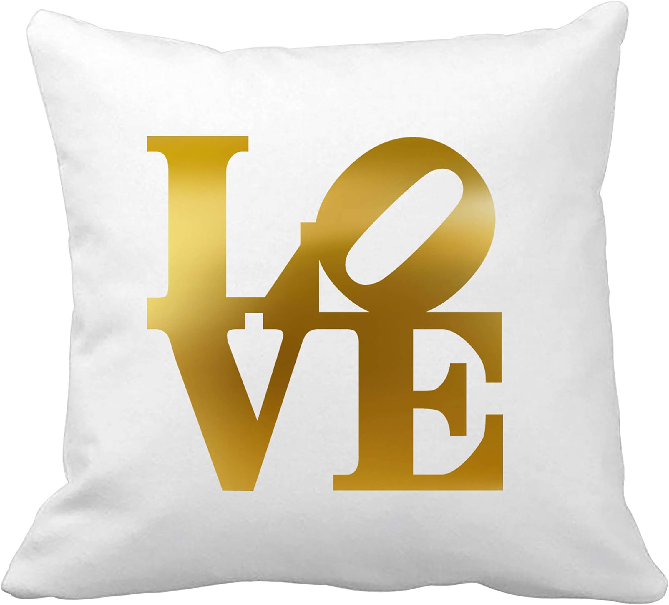 iKraft Golden Love Printed Cushion Cases Cover Square Pillow 38*38cm (White)