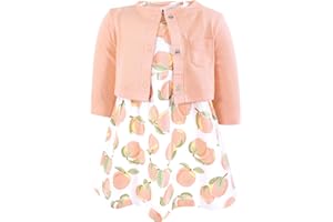 Hudson Baby Infant and Toddler Girls Cotton Dress and Cardigan Set