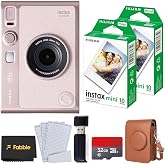 Fujifilm Instax Mini Evo Hybird Instant Camera Pink Bundle with 20 Film | 32GB SD Card, Protective Case, Card Reader, LCD Protectors, Shoulder Strap &amp; USB Cable