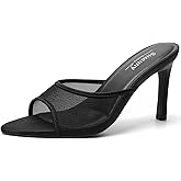 Susanny Women's Sandals Heels Mule High Heels Pointed Open Toe Sandals Sexy Slip on Heeled Summer Casual Wedding Prom Party Comfortable Dressy Shoes