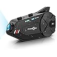 FreedConn Motorcycle Helmet Headset with Camera R1plus Bluetooth Intercom 1000M 6 Riders Waterproof Wireless FM Radio Communication Systems for Most Helmets
