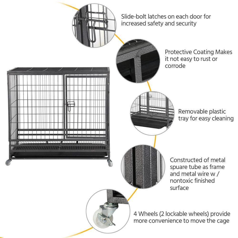 Yaheetech Strong Metal Dog Cage Pet Kennel Crate Playpen Large Dogs W