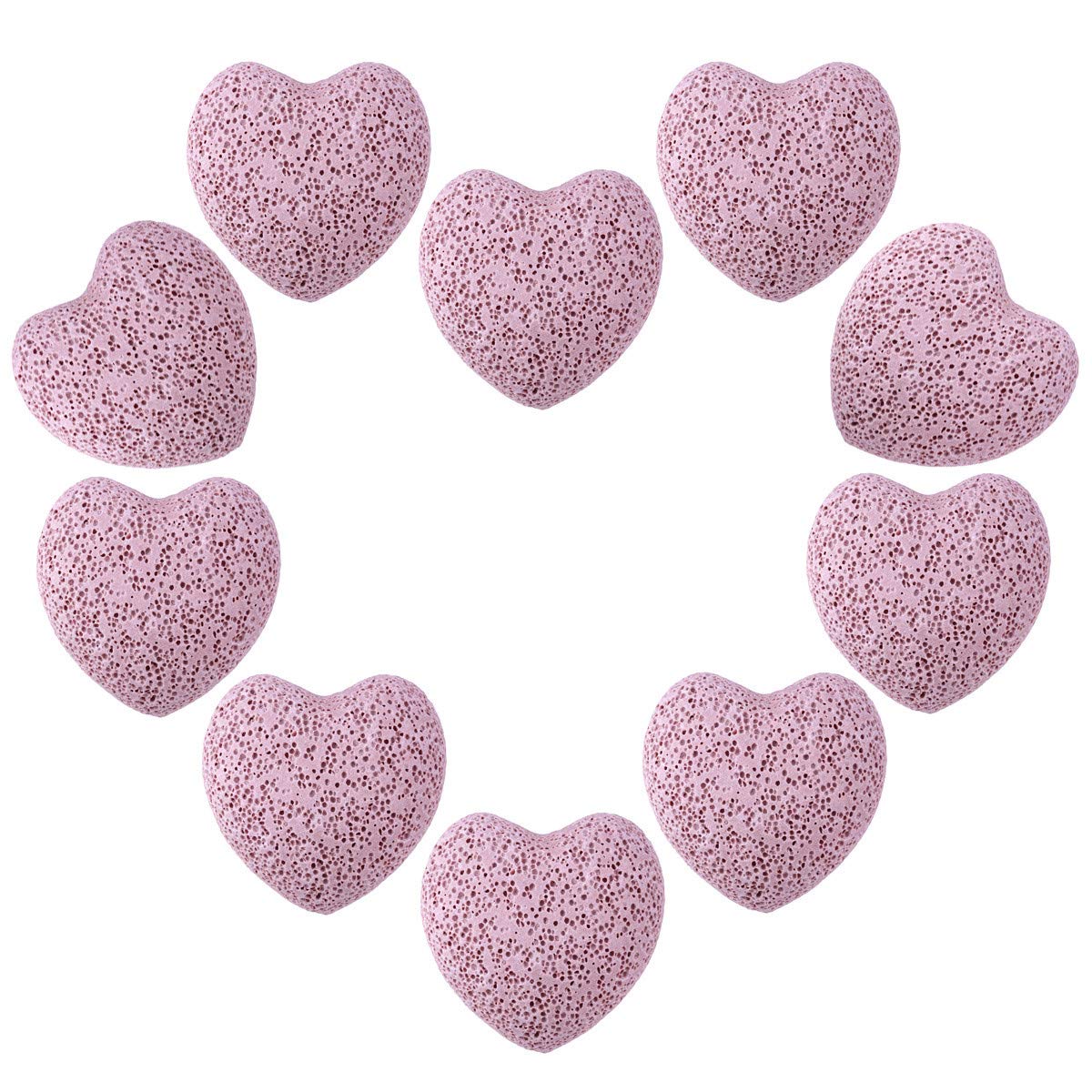 Nupuyai 10pcs Heart Palm Worry Stone for Chakra Reiki, Healing Anxiety Pocket Love Stone for Home Office Decoration, 25mm Pink