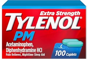 Tylenol PM Extra Strength Nighttime Pain Reliever & Sleep Aid Caplets, 500 mg Acetaminophen & 25 mg Diphenhydramine HCl, Relief for Nighttime Aches & Pains, Non-Habit Forming, 100 ct