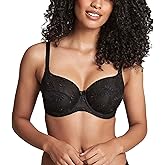 Panache Women’s Tango Balcony Bra – Wired, Non-Padded, Secure Fit with Embroidered Cups for Fuller Bust Support – Black, 42DD