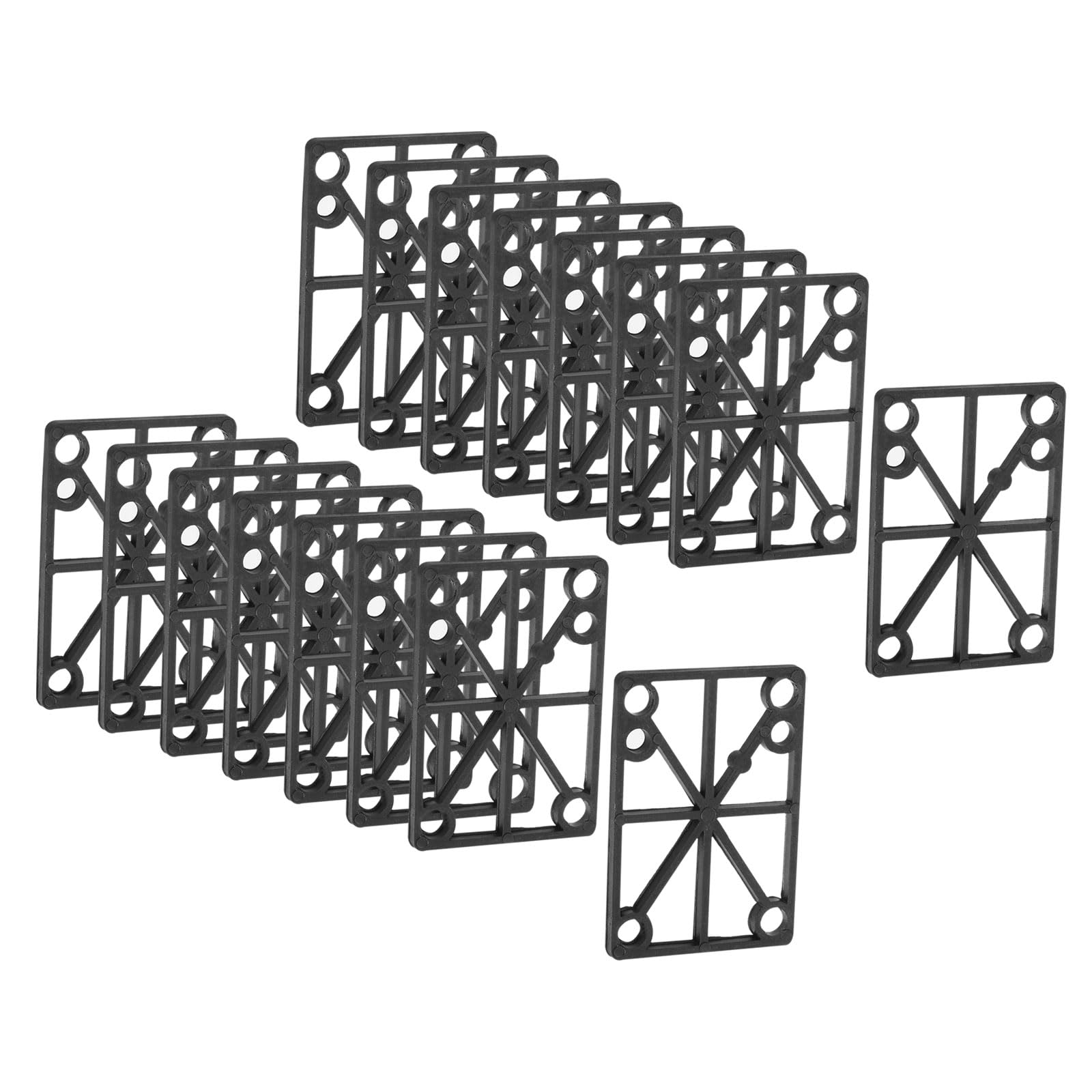 PATIKIL 1/8" Skateboard Riser Pads, 16 Pcs PP Skateboard Shock Pads Angled Wedge Soft Shock Pad for Skateboard Truck, Black