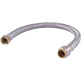 SharkBite Max 24 Inch Braided Flexible Water Heater Connector, 3/4 in Push-to-Connect x 3/4 in FIP, Stainless Steel, UR3088FX