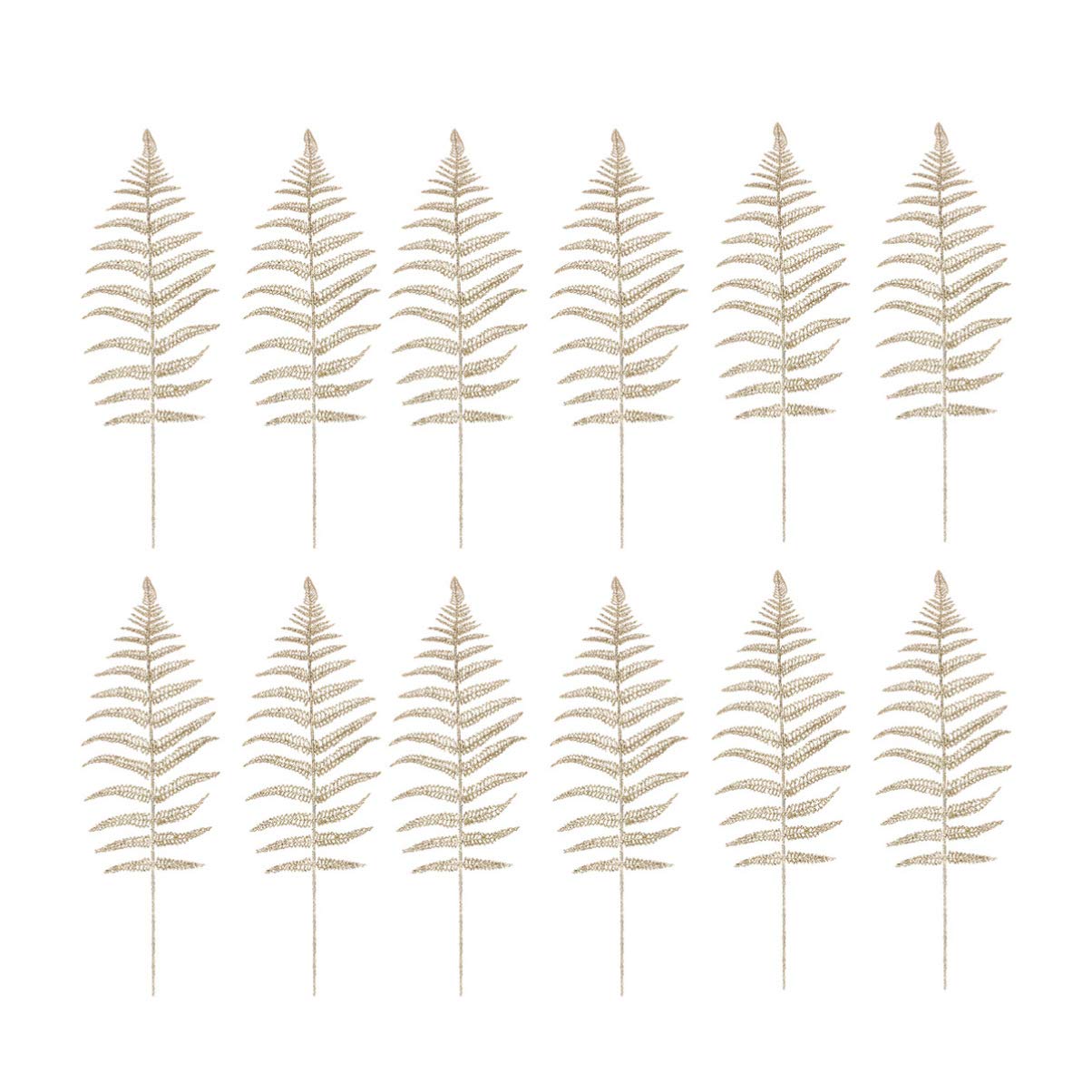 TOYANDONA 12pcs Artificial Boston Fern Bush Plant Faux Leaves Glitter Plants for Festivals Holidays Banquet Party Favors Decorations Golden