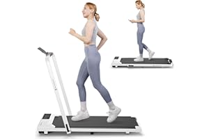 SupeRun 2 in 1 Under Desk Treadmill, 3.0HP Folding Treadmill with 300 LBS for Home, Portable Compact Walking Pad with 12 Programs