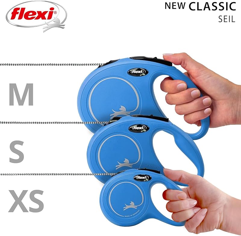 Classic M Hunde Roll-Leine, 8m Seil, blau