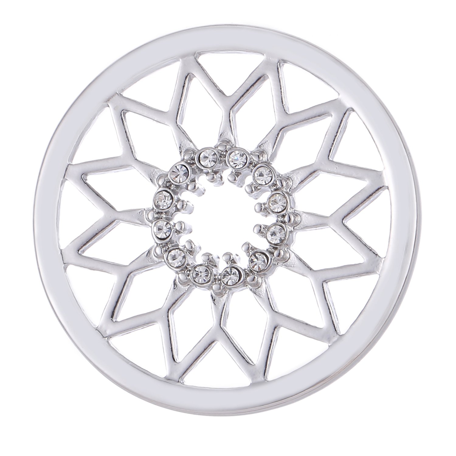 Morella Women's Coin Pendant 33 mm 13" Sun Symbol – Silver