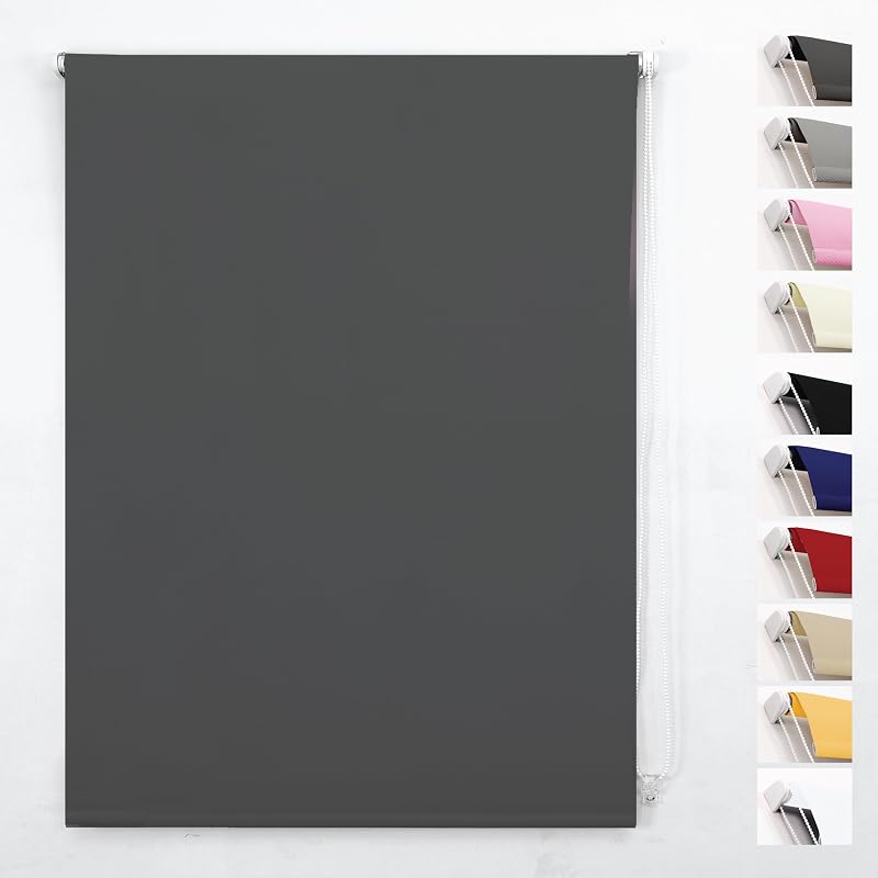 Funky Gadgets Dark Grey Thermal Blackout Roller Blind 120x165 cm