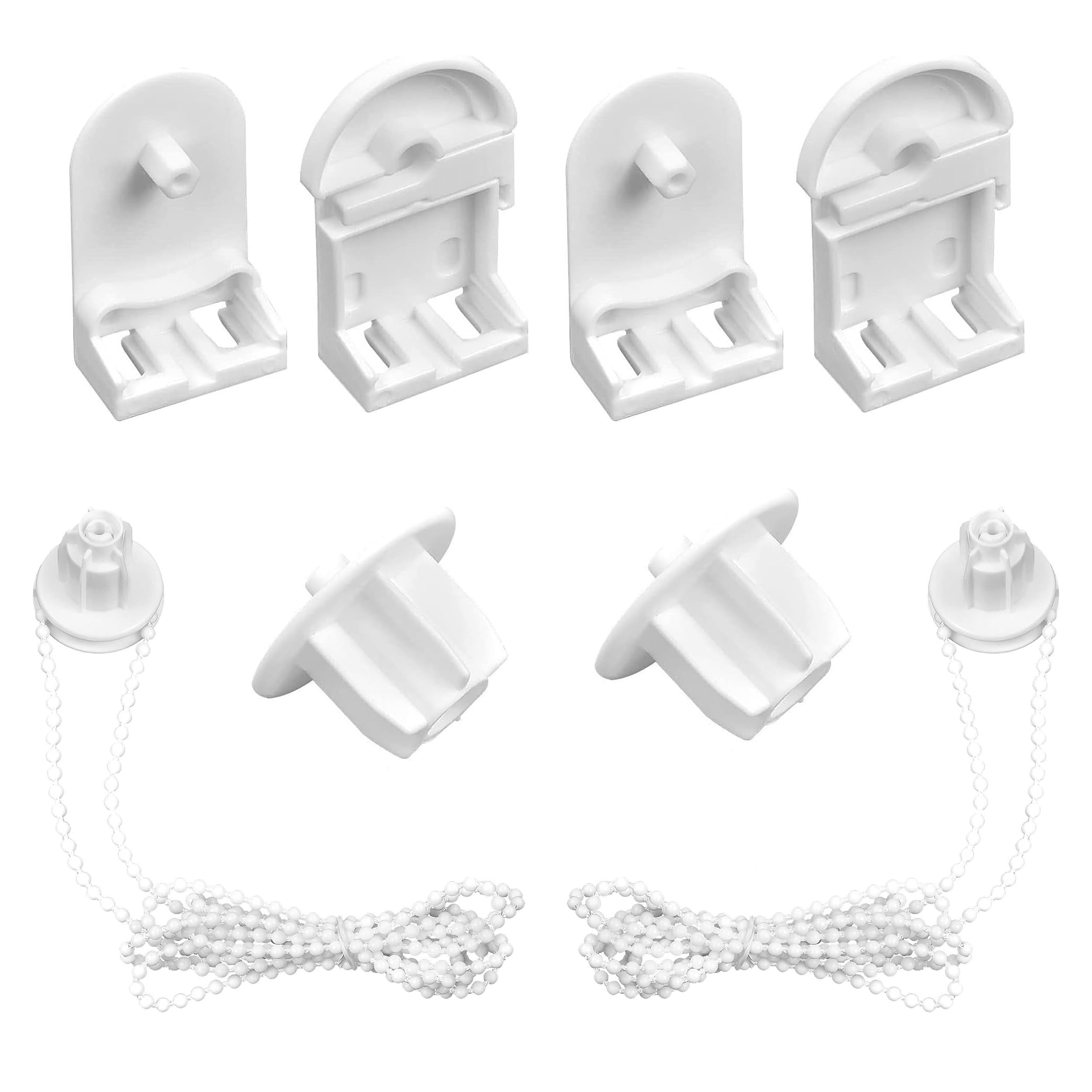 Plastic Roller Blind Repair Kit, 2 Sets Curtain Accessories, 25mm Mounting Brackets With Beaded Chain, Fittings for Fixing Blinds Shades Windows