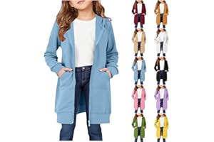AOREUGL Hoodies For Teen Girls - Fleece Long Zip Up Sweatshirt Jacket, Fall Winter Fashion Outfits, Kids Clothing 5-14 Years