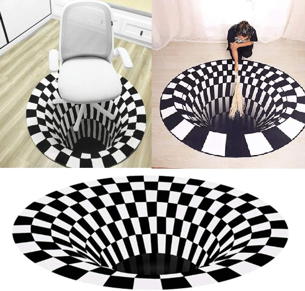 XIANGSFHKER 3D Vortex Bottomless Hole Rug, Teppich für optische