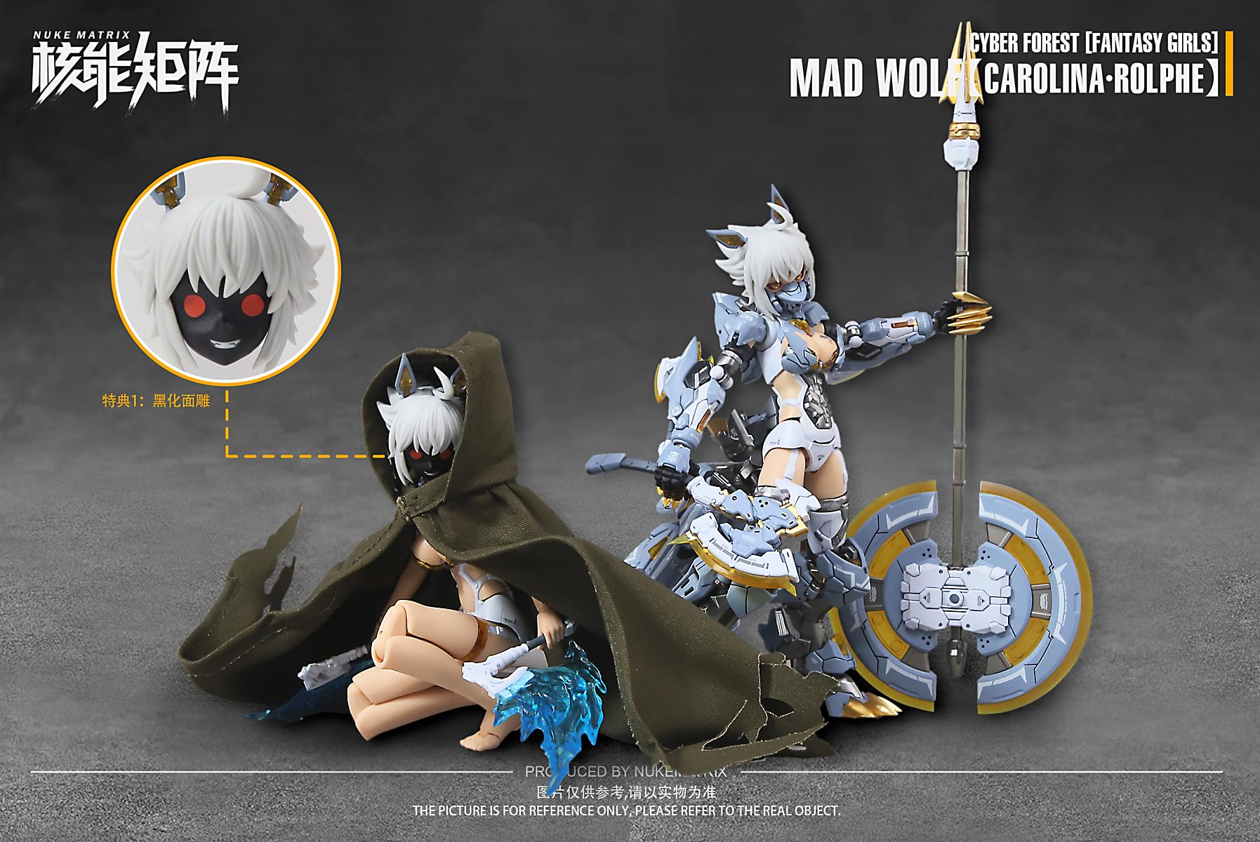 HiPlay Nuke Matrix Plastic Model Kits: Cyber Forest Fantasy Girls, MAD Wolf Carolina, Rolphe, Mecha Musume, Anime Style 1:12 Scale Collectible Action Figures DN