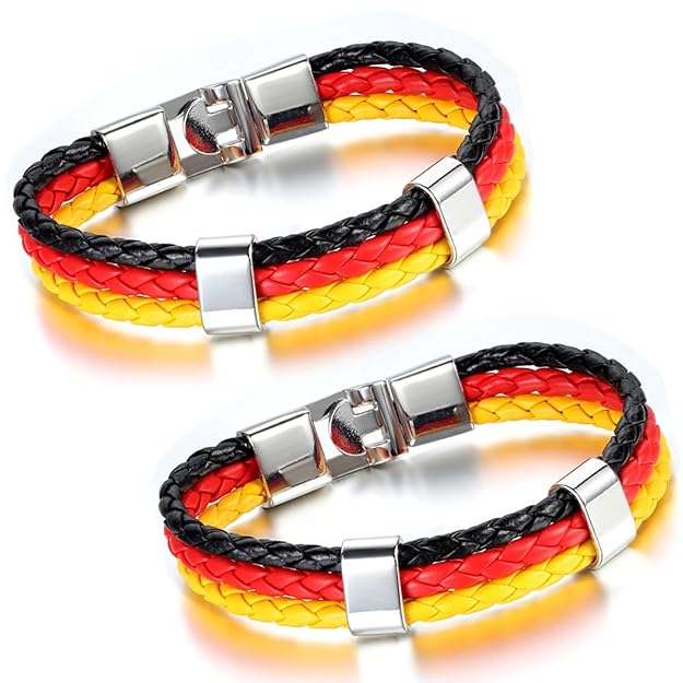 Aroncent Stylisches Armband Geflochten Lederarmband Kordelarmband Fanartikel Fussball Weltmeisterschaft WM & EM Europameister