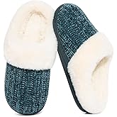 Evshine Warm Knit House Slippers for Women Comfy Wool-Like Lined Chenille Slippers with Memory Foam and Indoor Outdoor Soles