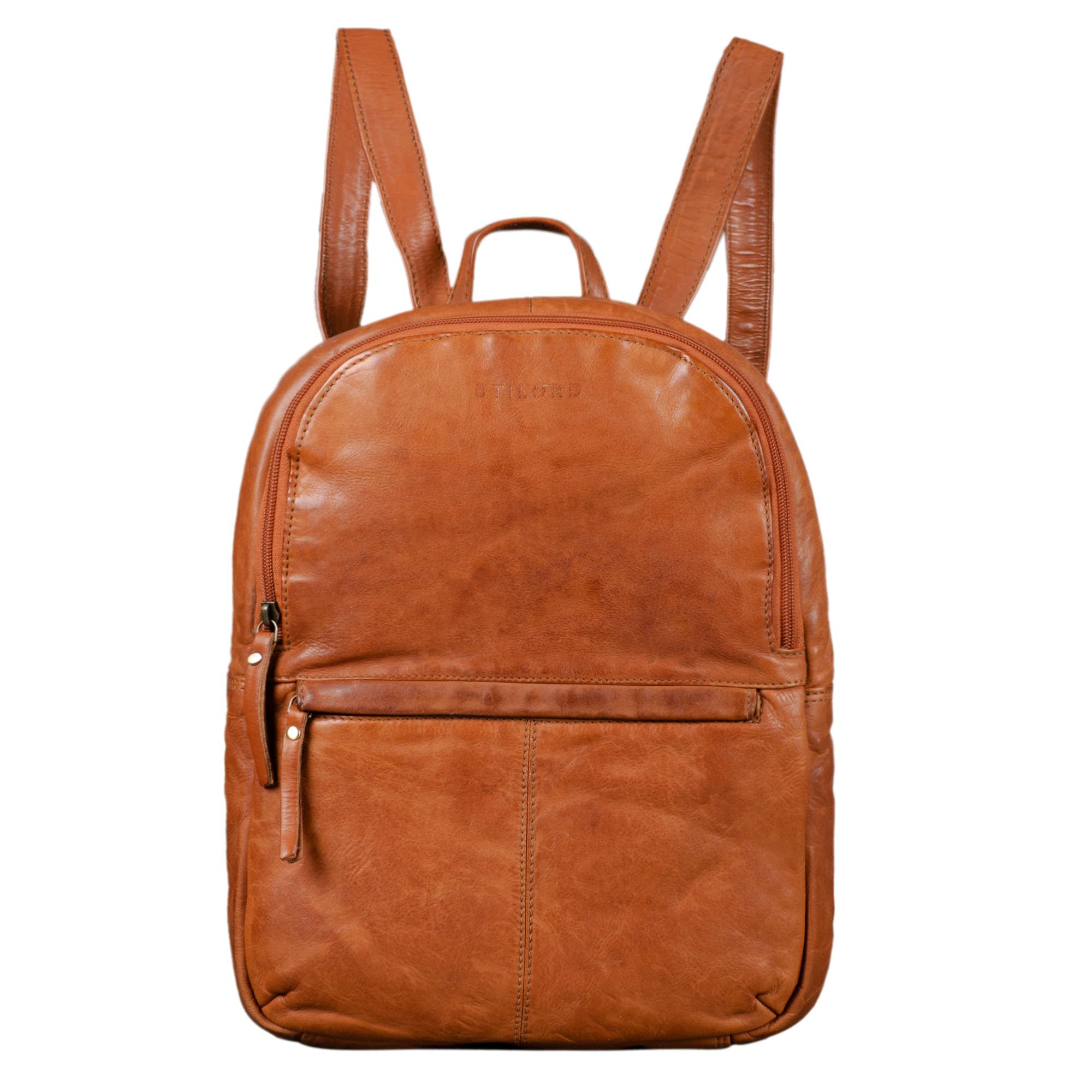 STILORD "Conner" Leather Backpack Large Vintage Daypack Backpack Uni Backpack Handbag Business 13.3 Inch Laptop A4 Genuine Cowhide Leather Colour:Ochre - Brown