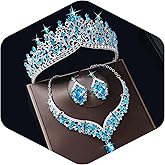 Kamirola Tiaras and Crowns for Women,Tiaras Earrings Necklace, Crystal Bridal Jewelry Set, Costume Party Halloween Prom Pageant Jewelry for Women TR80