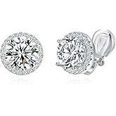 YOQUCOL 10MM Cubic Zirconia Crystal Clip On Stud Earrings Round Non Pierced Earrings for Women