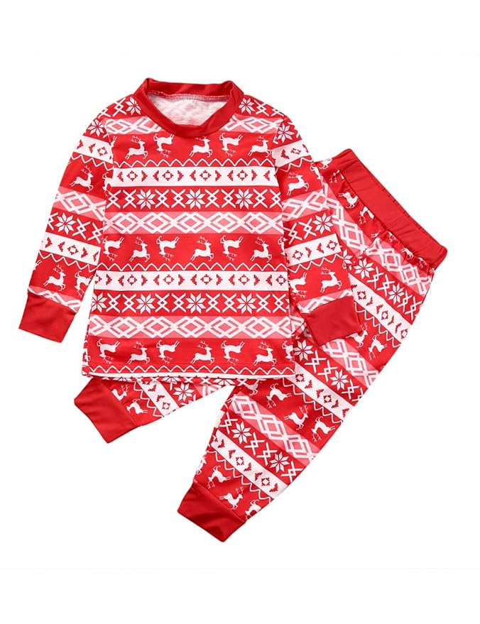 BESBOMIG Festliche Passende Familie Pyjamas Schlafanzug für Weihnachten Jumpsuit Homewear Outfit für Kinder, Jungen, Mädchen,