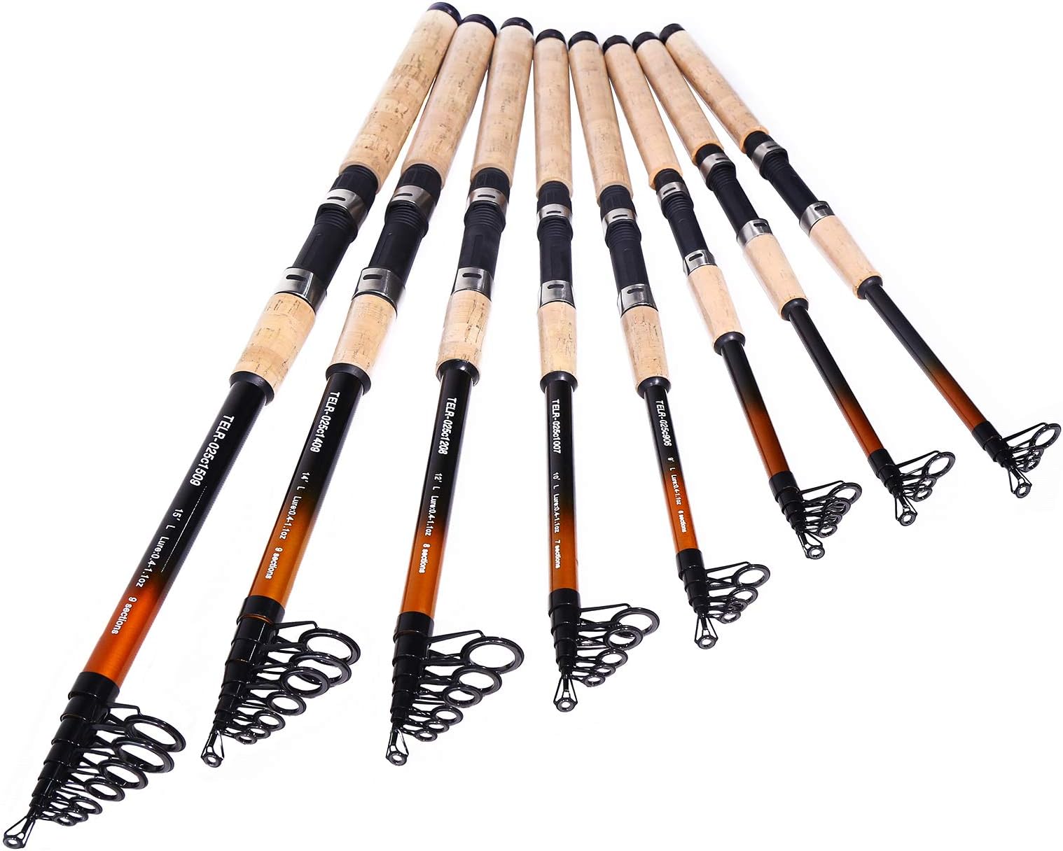 Telescopic Fishing Rod 30 Ton 6' 7' 8' 9' 10' 12' 14' 15' Carbon Fiber Portable Spinning Fishing Pole for Travel Freshwater Saltwater Surf Bass Boat Fishing