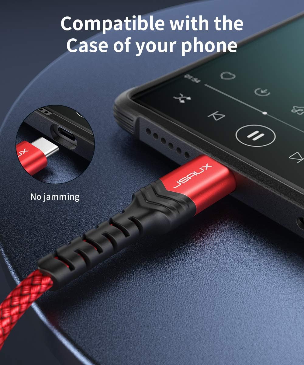 USB C to 3.5mm Audio Aux Jack Cable[3.3ft], JSAUX USB Type C to 3.5mm Headphone Stereo Cord Car Compatible with iPad Pro 2018 Google Pixel 2 3 XL, Samsung Galaxy S20 Ultra Note 20 10 Plus, Moto Z-Red: Electronics