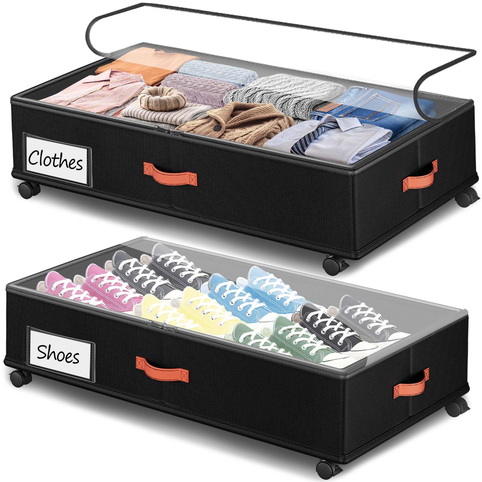 Photo 1 of ***MISSING PARTS***
Tsinglax Under Bed Storage with Wheels 2-Pack, Under Bed Storage Containers 60L Clear Lids, Rolling Storage Drawers for Clothes Shoes Blankets, Underbed Organizer Bins(32" L x 17.3" W x 7.2" H)
