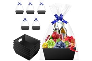 Gift Baskets Empty, 5pack White Basket for Holiday, Birthday, Christmas, Halloween, Valentines Day and Any Occasion (Black)
