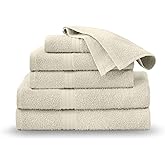 Martex Easy Living Everyday 6-Piece Bathroom Towel Set – 2 Bath Towels, 2 Hand Towels, 2 Wash Cloths – 100% Cotton – Sof & Quick-Dry Towels - Ivory