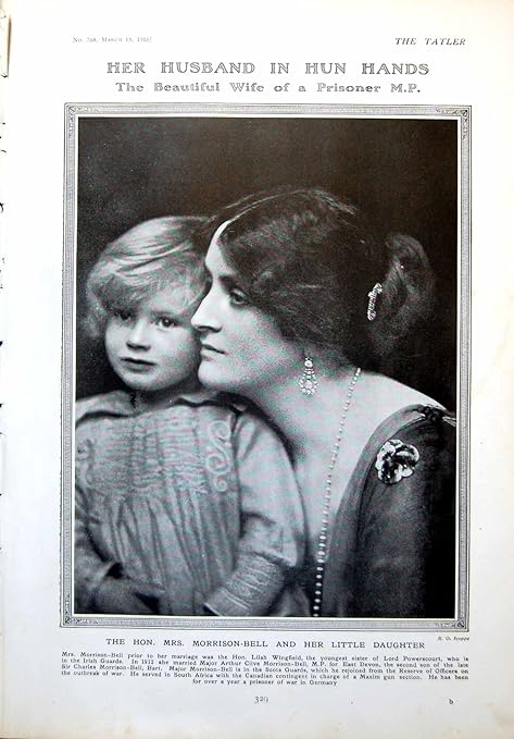 Antique Print Mrs Morrison Bell Daughter Miss Winifred Barnes 1916