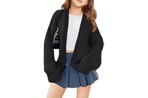 UNCLECAT Girls Open Front Cardigan Kids Trendy Long Sleeve Sweater Fall Winter Chunky Outerwear 5-14 Years