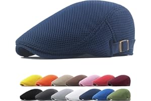 meioro Men's Mesh Flat Cap Breathable Summer Newsboy Hat