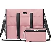 TOPDesign Utility Water Resistant Tote Bag with 22 Pockets, Top Zipper Closure & Thick Bottom Support, for Working Women
