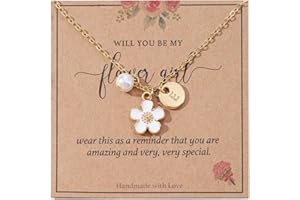 ENASAL Initial A-Z Letter Necklace for Flower Girl,14K Personalized Proposal Gifts for Flower Girl On Wedding Bridal Shower Party