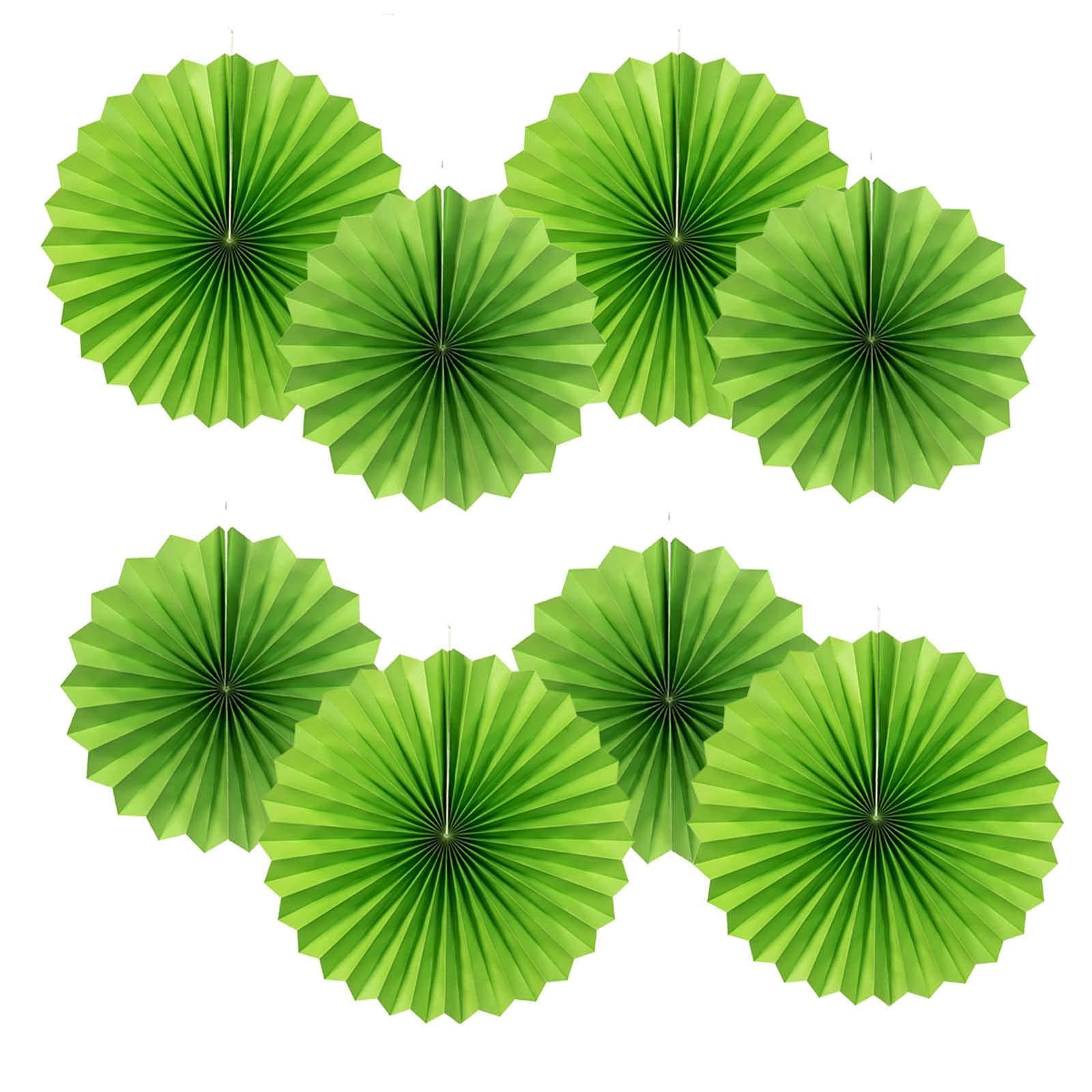Party Hanging Green Paper Fans Set,40.6CM(16in) and 30.4CM(12in) Round Paper Ceiling Party Decoration Suppiles,Set of 8