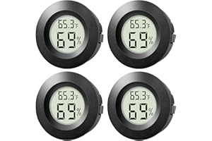 WWHAKO 4-Pack Mini Hygrometer Thermometer Indoor Outdoor Round Humidity Meter, Small Digital LCD Monitor Thermometer Temperature Gauge Humidity Sensor (℉) or (℃) for Reptile Thermostat, Jars